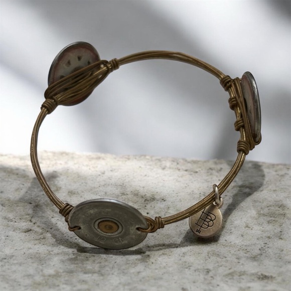 Shotgun Shell antique brass wire bangle - Picture 2 of 2